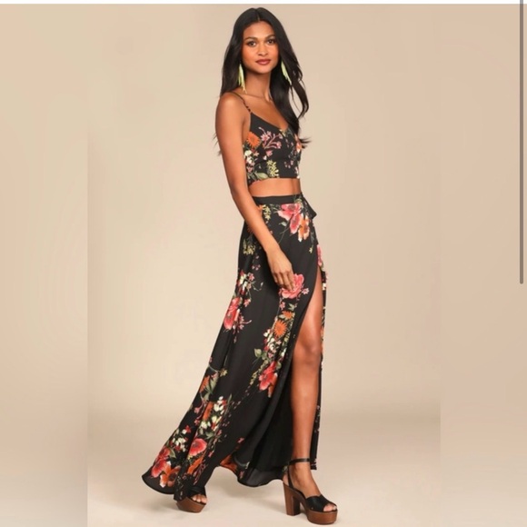 Lulus black floral two piece dress size small NWT* - Picture 3 of 12